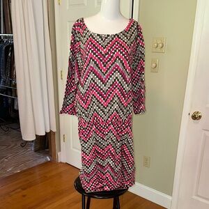 Banana Republic Pink and Black Zigzag Dress